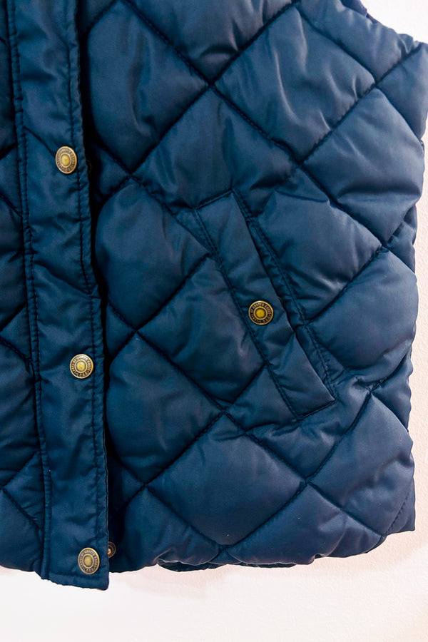Veste puffer marine sans manches à capuchon seconde main - H&M- La Penderie du Paradis