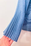Manteau léger bleu à manches en tricot seconde main - Magnifica- La Penderie du Paradis
