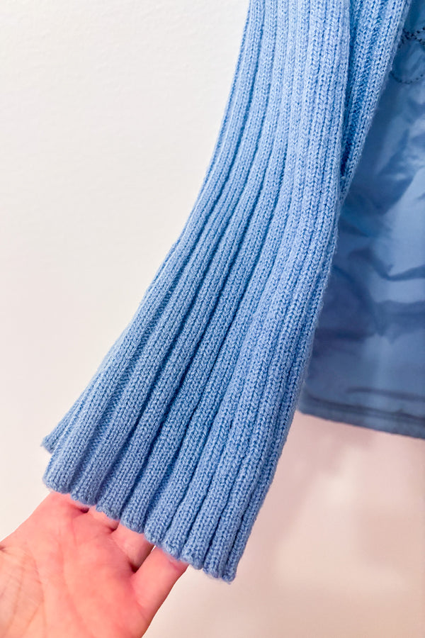 Manteau léger bleu à manches en tricot seconde main - Magnifica- La Penderie du Paradis