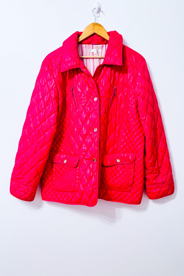 Manteau matelassé rose vif à poches* seconde main - Marcona- La Penderie du Paradis