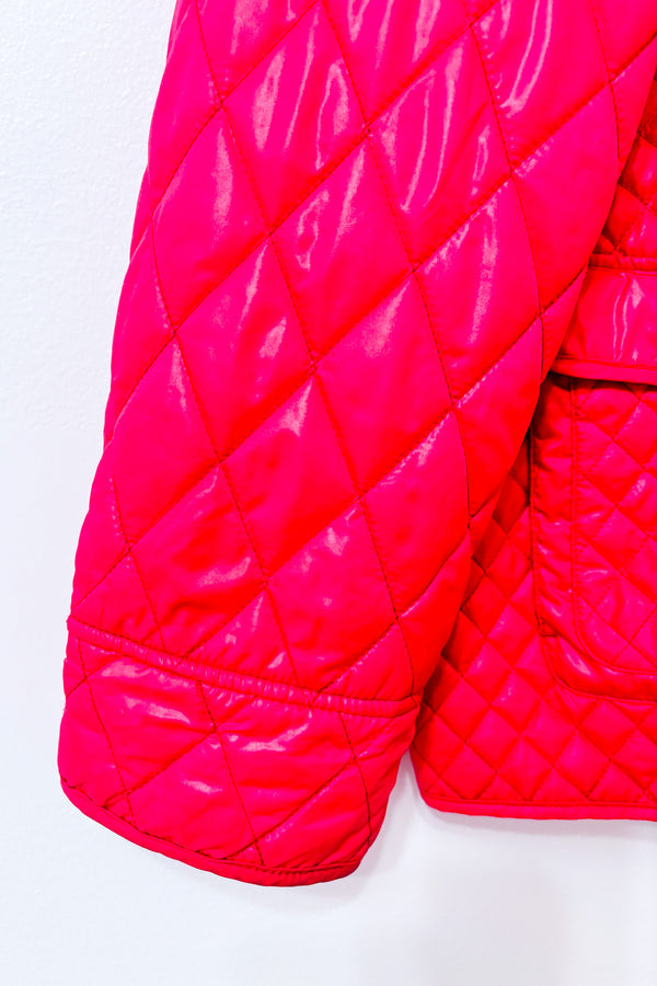 Manteau matelassé rose vif à poches* seconde main - Marcona- La Penderie du Paradis