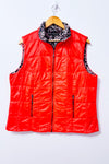Veste sans manches matelassée orange intérieur léopard seconde main - Proportion Petite / Conrad C- La Penderie du Paradis