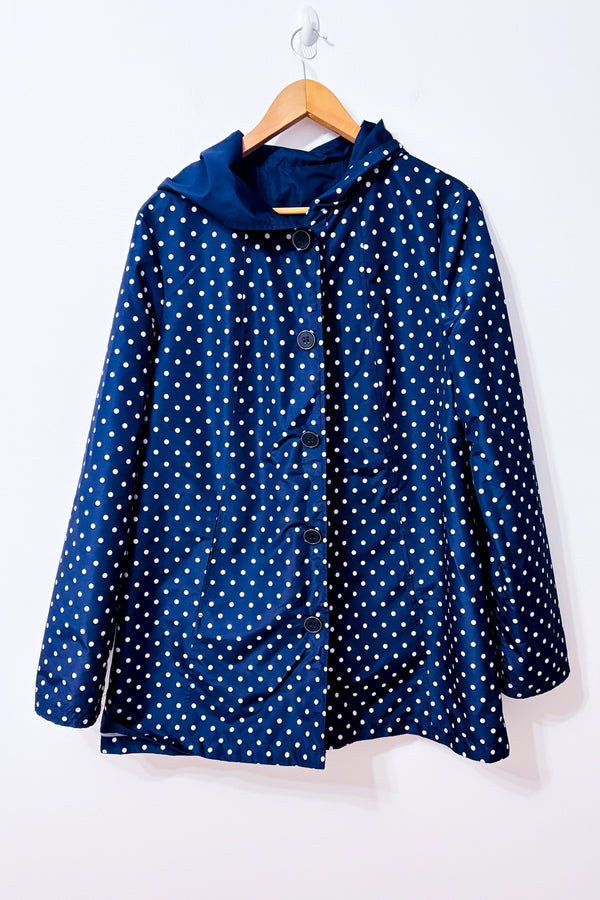 Imperméable réversible marine à pois blancs et capuchon* seconde main - Autres- La Penderie du Paradis