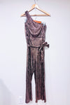 Gold sequin one sleeve jumpsuit (m)