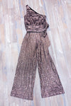 Gold sequin one sleeve jumpsuit (m)