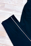 Pantalon extensible noir avec bandes blanches sur les côtés (m)