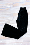 Pantalon noir taille haute côtelé en velours avec jambe ample (m)