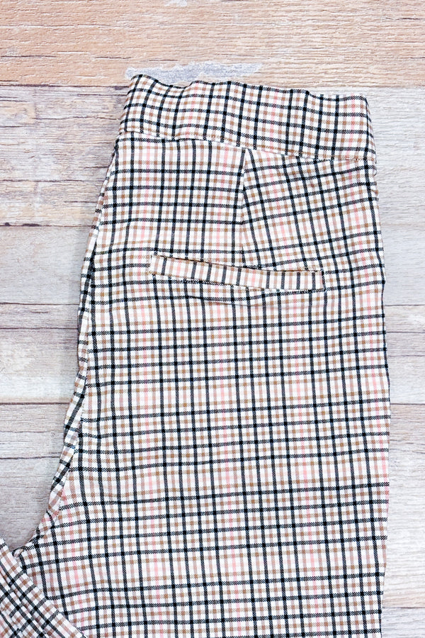 Pantalon extensible rose et marine à carreaux jambe étroite (s)-Ardene-La Penderie du Paradis 🕊