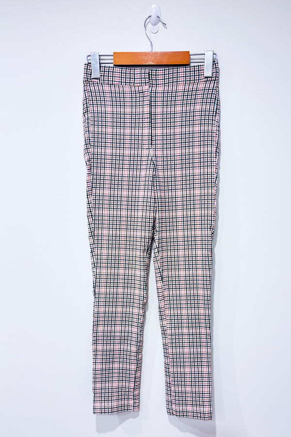 Pantalon extensible rose et marine à carreaux jambe étroite (s)-Ardene-La Penderie du Paradis 🕊