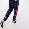 Pantalon marine fleuri avec bandes rouges sur les côtés (m)-Reitmans-La Penderie du Paradis 🕊