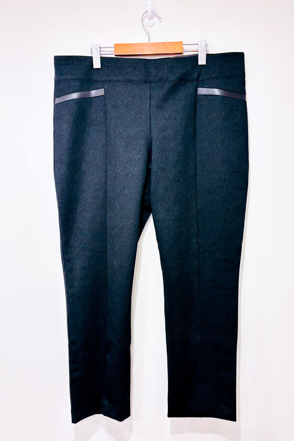 Pantalon Madison noir et vert forêt avec motif animal (xl)*-Melanie Lyne-La Penderie du Paradis 🕊