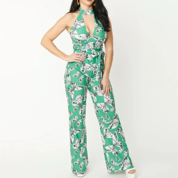 Jumpsuit vert avec papillons* seconde main - Smak Parlour- La Penderie du Paradis