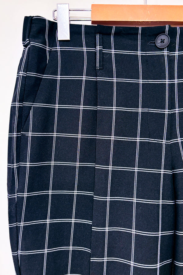 Pantalon noir et blanc à carreaux taille élastique* seconde main - Reitmans- La Penderie du Paradis