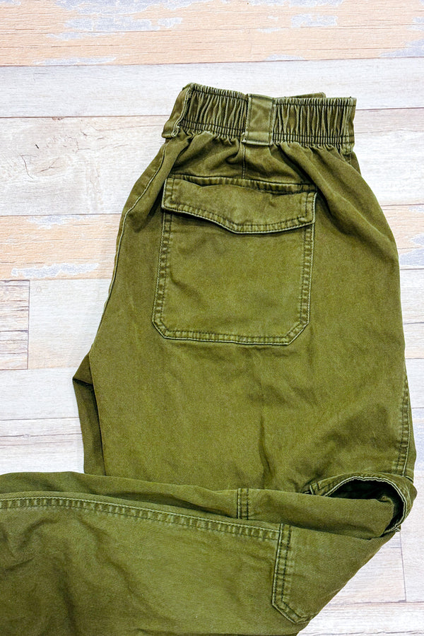 Pantalon fluide kaki à taille élastique seconde main - H&M- La Penderie du Paradis