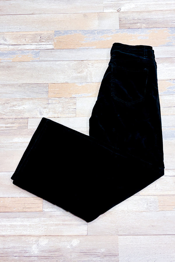 Pantalon noir en corduroy à taille haute* seconde main - H&M- La Penderie du Paradis