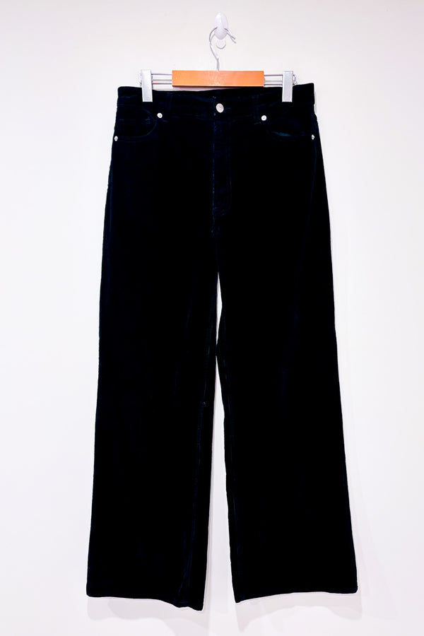 Pantalon noir en corduroy à taille haute* seconde main - H&M- La Penderie du Paradis