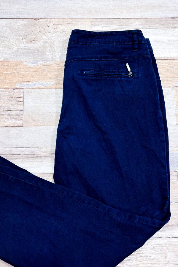 Pantalon marine jambe droite seconde main - Della Spiga- La Penderie du Paradis
