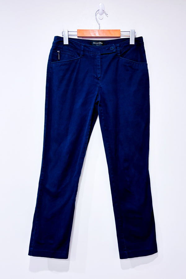 Pantalon marine jambe droite seconde main - Della Spiga- La Penderie du Paradis
