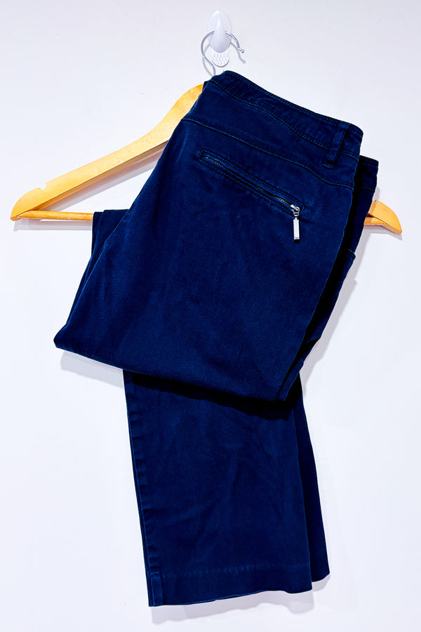 Pantalon marine jambe droite seconde main - Della Spiga- La Penderie du Paradis