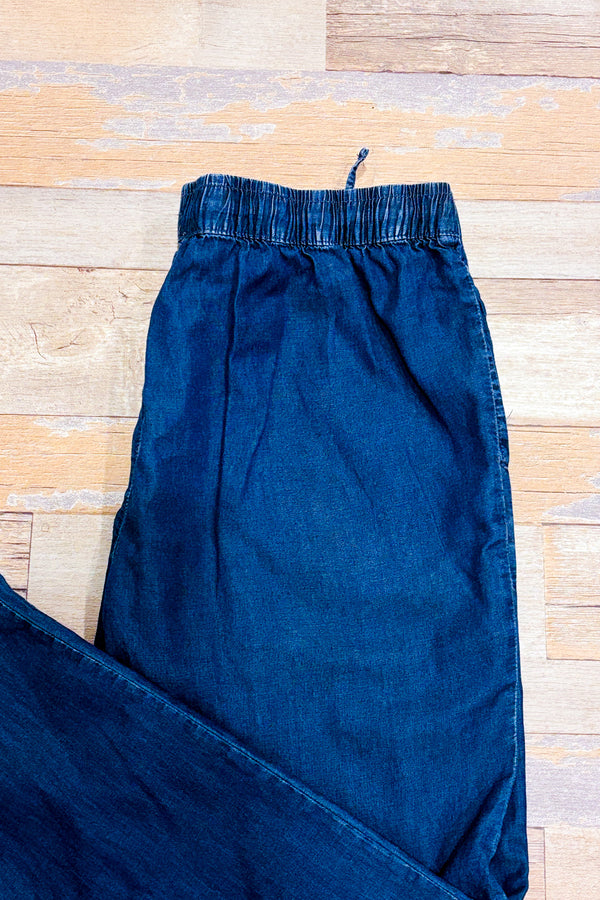 Pantalon léger bleu ample à taille élastique seconde main - Iyla- La Penderie du Paradis