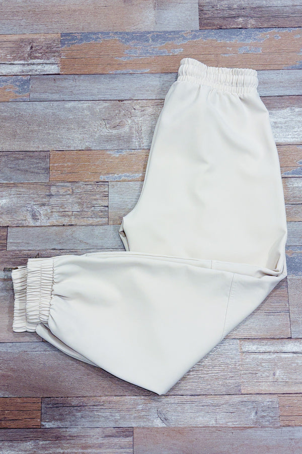 Pantalon jogger beige à taille élastique* seconde main - Zara- La Penderie du Paradis