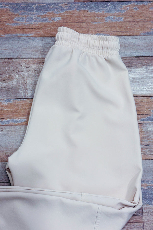 Pantalon jogger beige à taille élastique* seconde main - Zara- La Penderie du Paradis