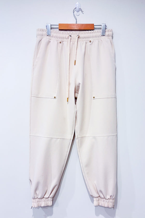 Pantalon jogger beige à taille élastique* seconde main - Zara- La Penderie du Paradis