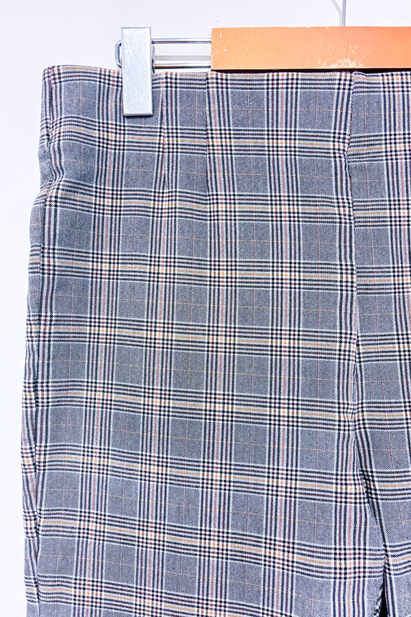 Pantalon extensible gris et jaune à carreaux * seconde main - Zara- La Penderie du Paradis