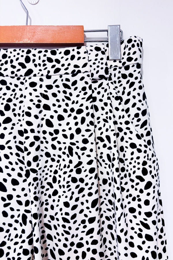 Pantalon fluide ample crème et noir motif animal * seconde main - La Penderie du Paradis- La Penderie du Paradis