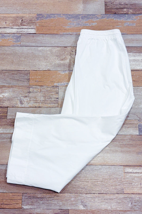 Pantalon blanc léger texturé à taille élastique* seconde main - Zara- La Penderie du Paradis