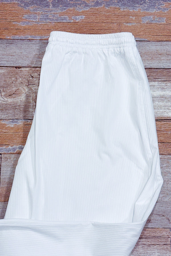 Pantalon blanc léger texturé à taille élastique* seconde main - Zara- La Penderie du Paradis