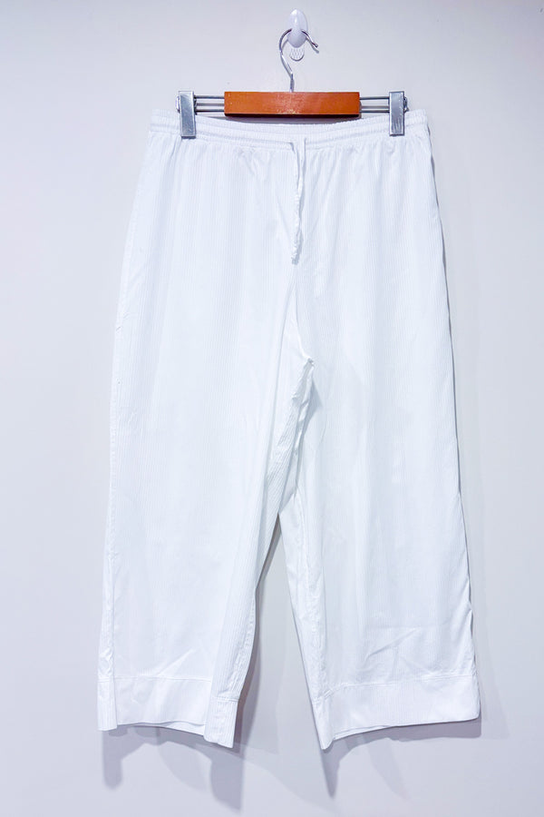 Pantalon blanc léger texturé à taille élastique* seconde main - Zara- La Penderie du Paradis