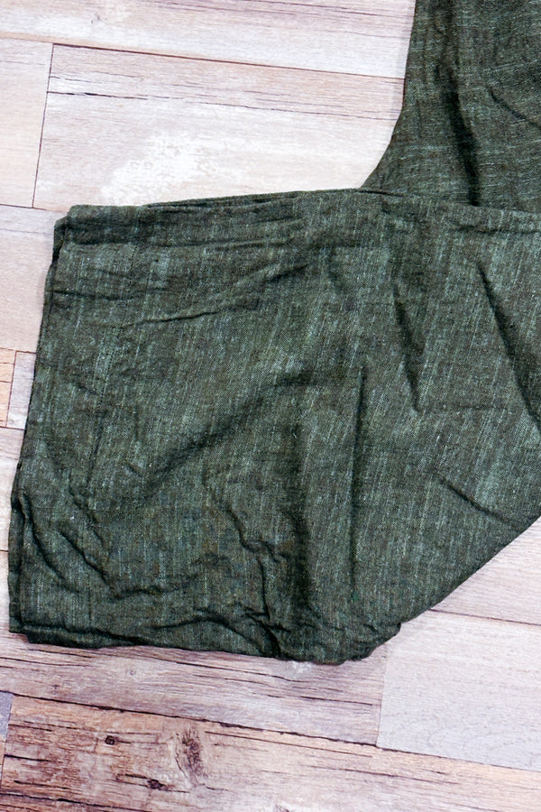 Pantalon vert jambe ample en lin * seconde main - Ella Moss- La Penderie du Paradis