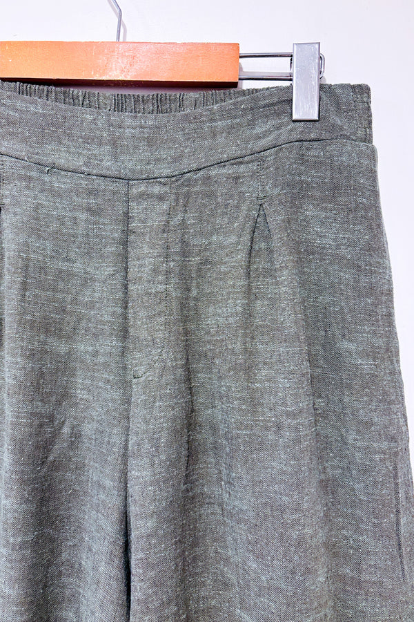 Pantalon vert jambe ample en lin * seconde main - Ella Moss- La Penderie du Paradis