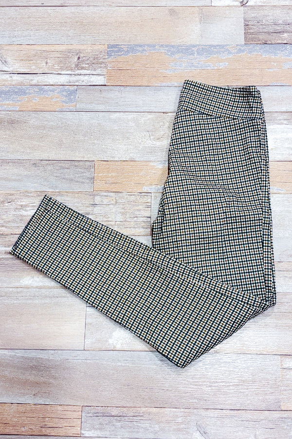 Pantalon extensible brun et noir à carreaux seconde main - Autres- La Penderie du Paradis