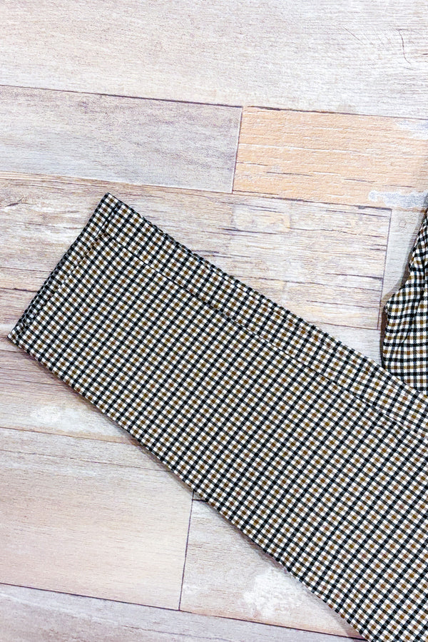 Pantalon extensible brun et noir à carreaux seconde main - Autres- La Penderie du Paradis