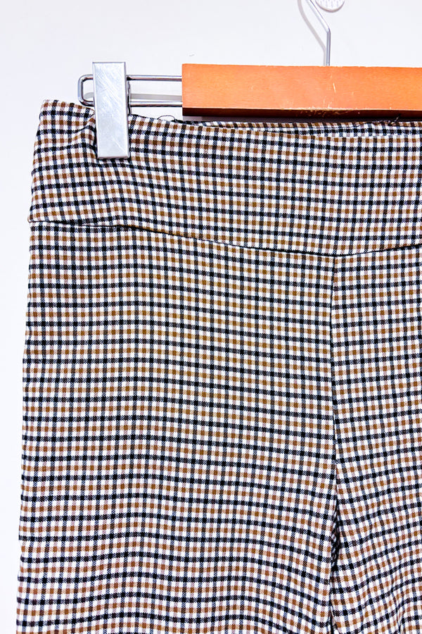 Pantalon extensible brun et noir à carreaux seconde main - Autres- La Penderie du Paradis