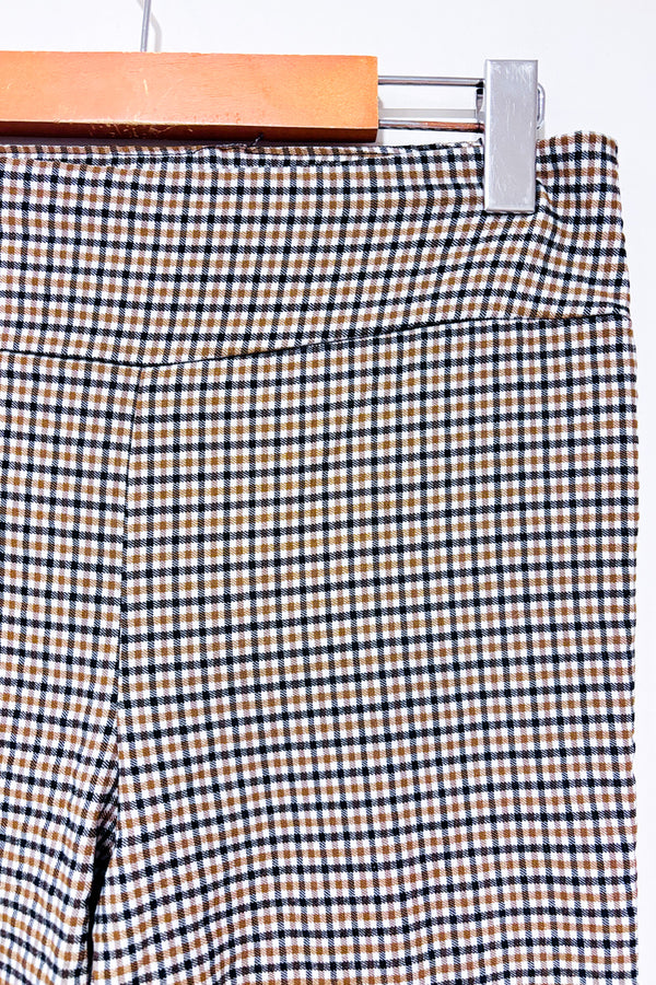 Pantalon extensible brun et noir à carreaux seconde main - Autres- La Penderie du Paradis