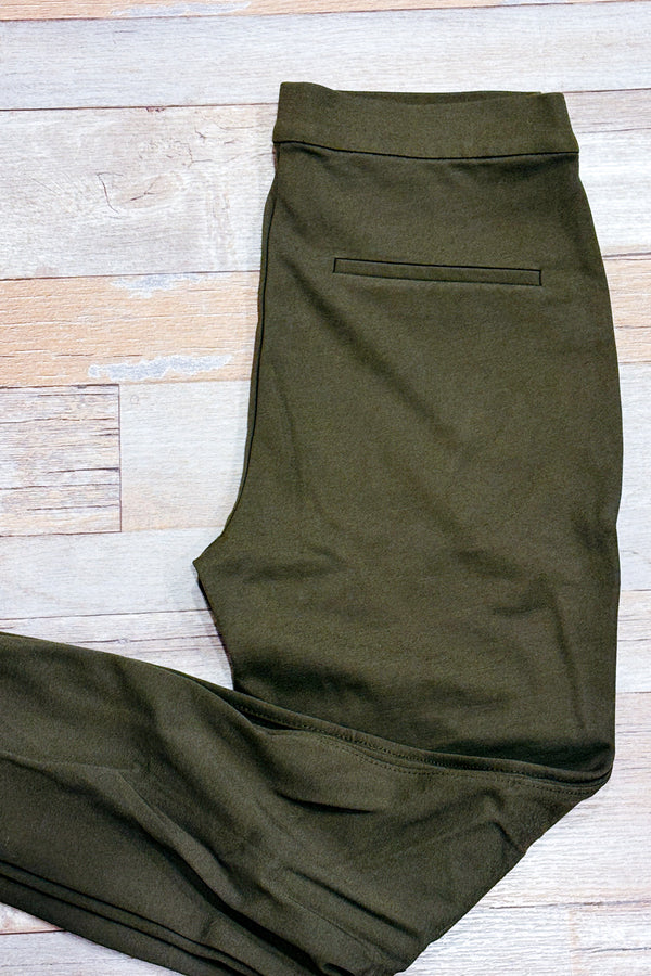 Pantalon extensible kaki jambe étroite seconde main - Simons- La Penderie du Paradis