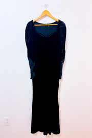 Jumpsuit noir en velours avec dentelle