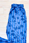 Pantalon extensible mauve rayé à motif floral seconde main - Romwe- La Penderie du Paradis