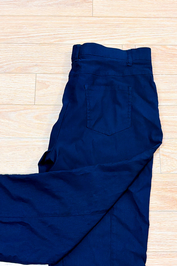 Pantalon capri marine extensible seconde main - Laura- La Penderie du Paradis