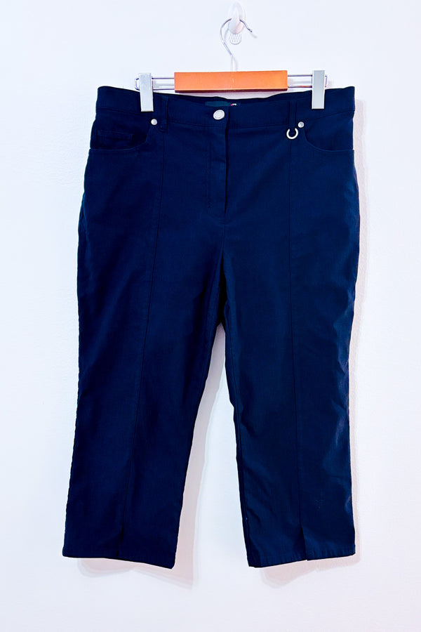 Pantalon capri marine extensible seconde main - Laura- La Penderie du Paradis