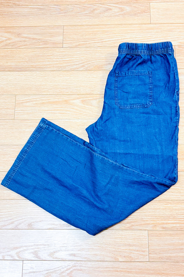 Pantalon léger bleu ample à taille élastique seconde main - Iyla- La Penderie du Paradis