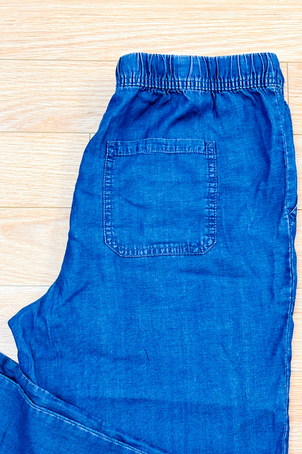 Pantalon léger bleu ample à taille élastique seconde main - Iyla- La Penderie du Paradis