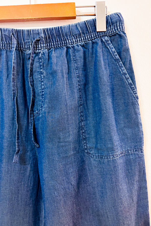Pantalon léger bleu ample à taille élastique seconde main - Iyla- La Penderie du Paradis