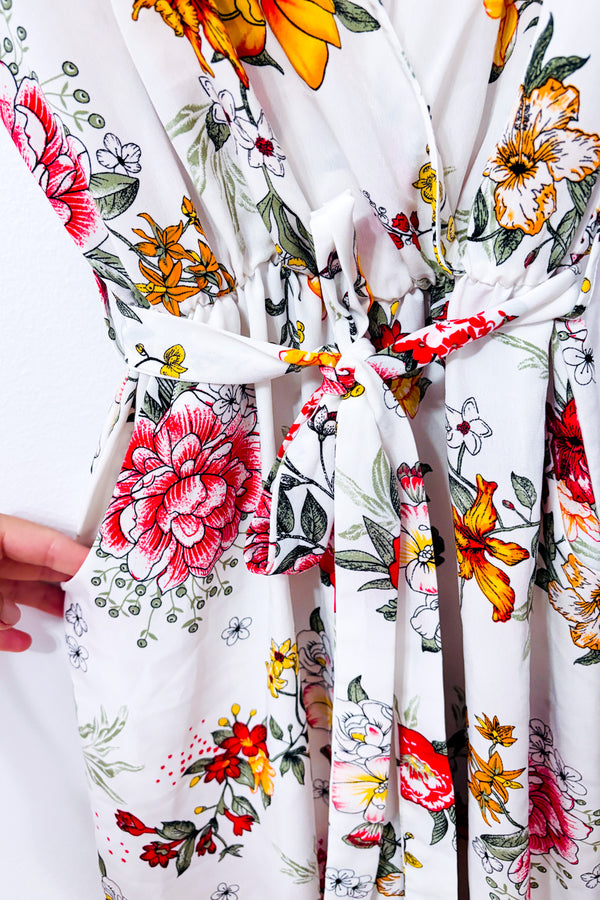 Jumpsuit blanc fleuri cache-coeur seconde main - SWS Streetwear Society- La Penderie du Paradis