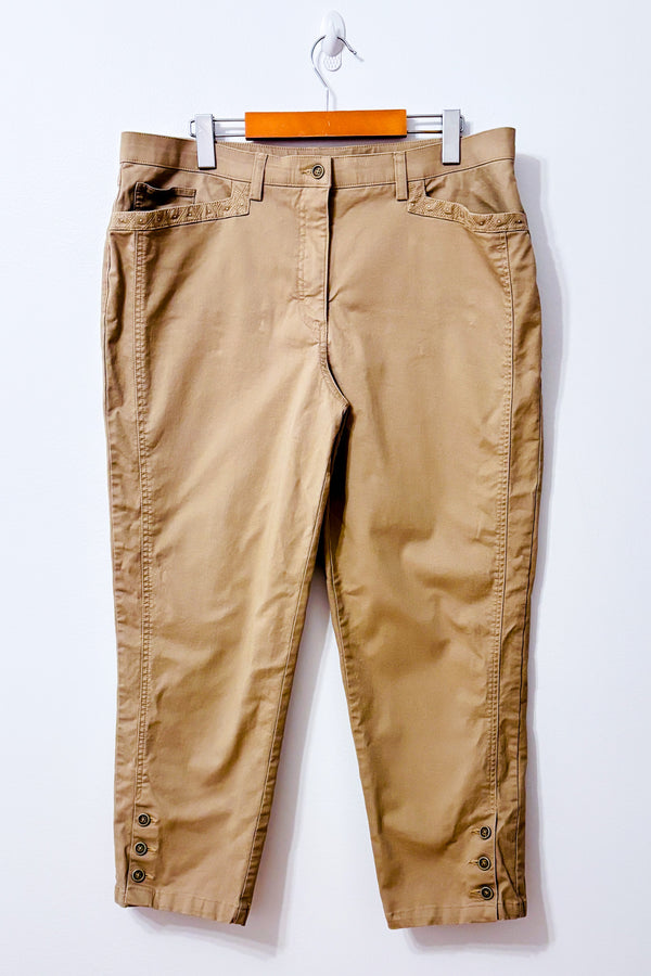 Pantalon beige en coton à jambe droite seconde main - Haggar- La Penderie du Paradis