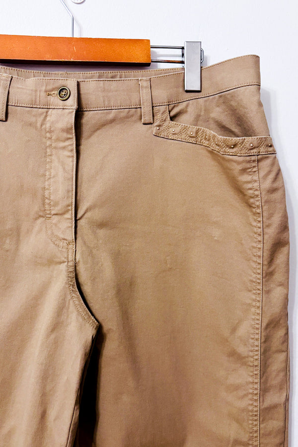 Pantalon beige en coton à jambe droite seconde main - Haggar- La Penderie du Paradis
