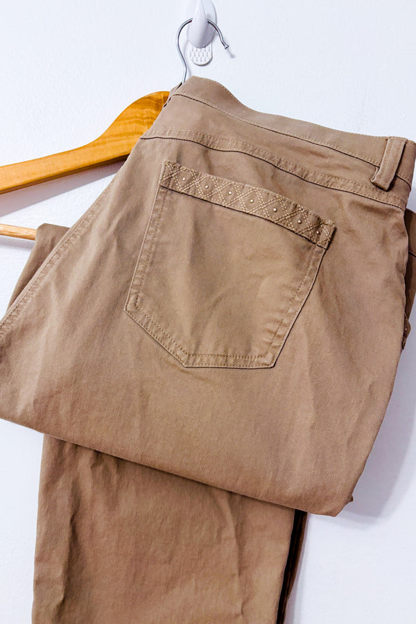 Pantalon beige en coton à jambe droite seconde main - Haggar- La Penderie du Paradis
